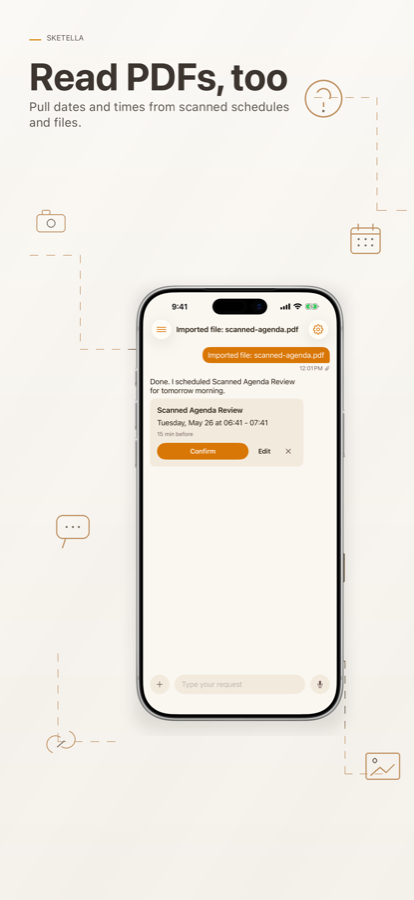 Sketella imports PDFs and files into calendar drafts