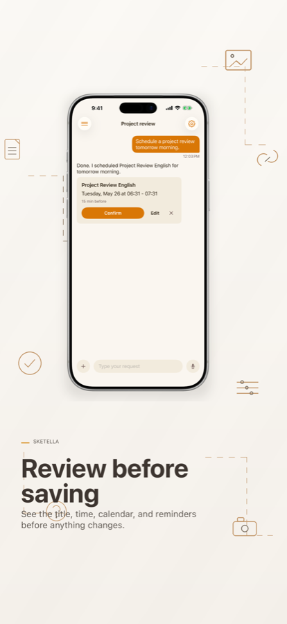 Sketella lets you review calendar changes before saving